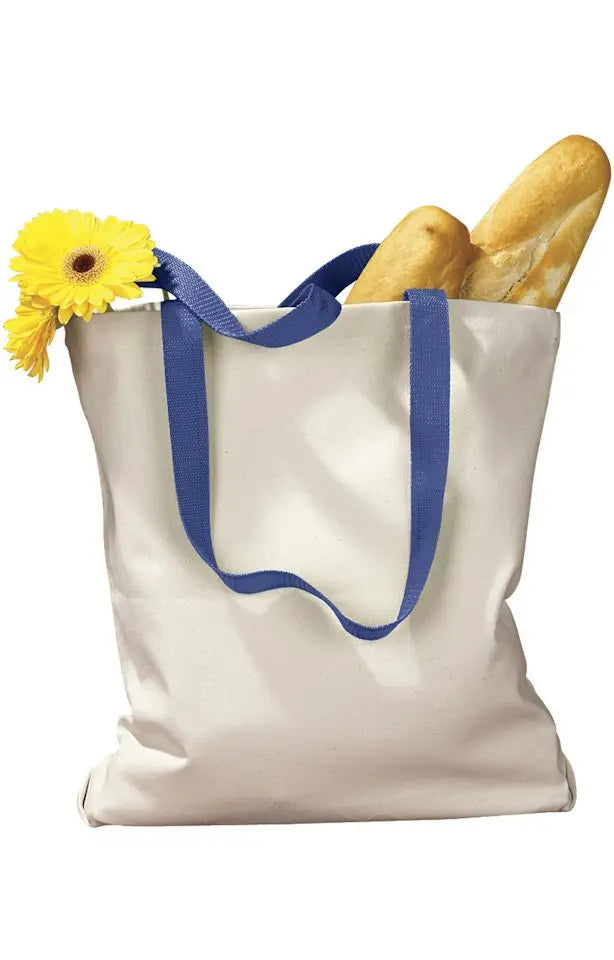Bagedge Be010 Canvas Tote with Contrast-color Handles - Natural Royal - Natural/ / one Size Fits Most