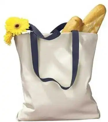 Bagedge Be010 Canvas Tote with Contrasting Handles - Natural Navy - Ivory