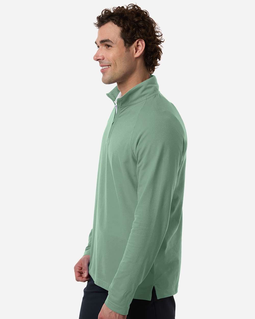 Balsam Green Men's Seaton Pebble Textured Quarter-Zip Pullover - DG402 plain