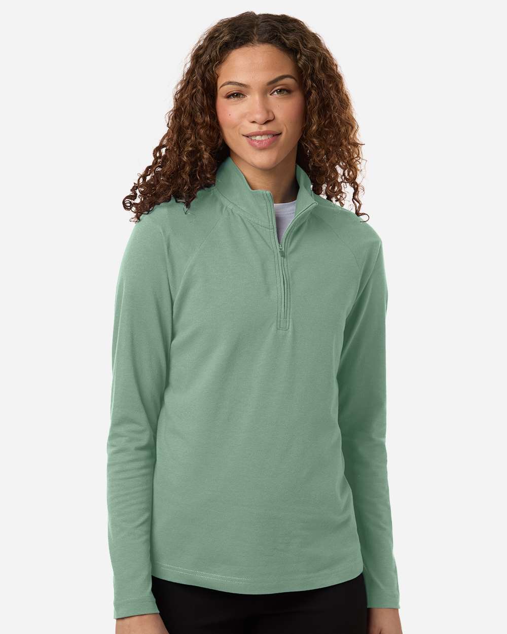 Balsam Green Women's Seaton Pebble Textured Quarter-Zip Pullover - DG402W plain
