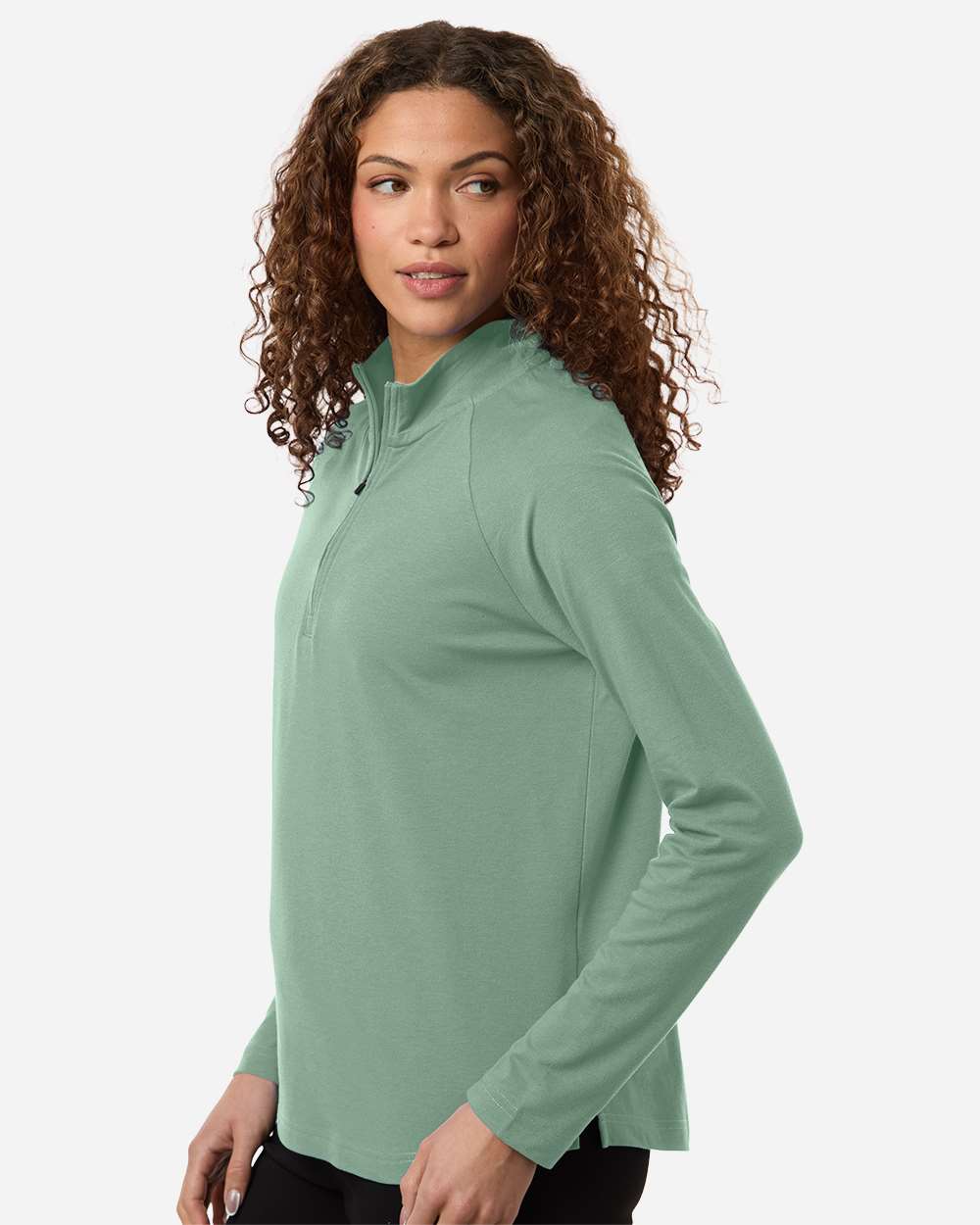 Balsam Green Women's Seaton Pebble Textured Quarter-Zip Pullover - DG402W