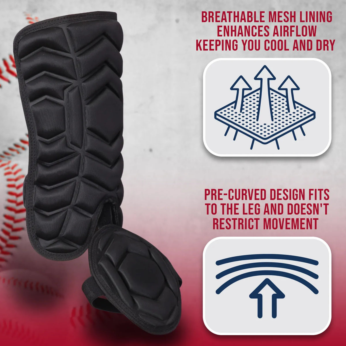 Baseball Batter’s Leg Guard with Adjustable Straps (black)