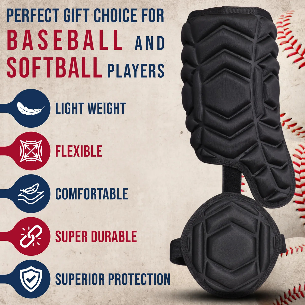 Baseball Batter’s Leg Guard with Adjustable Straps (black)