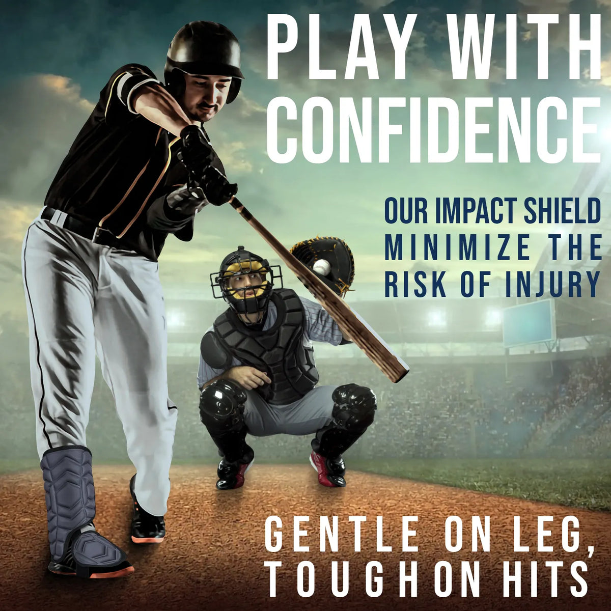 Baseball Batter’s Leg Guard with Adjustable Straps (black)