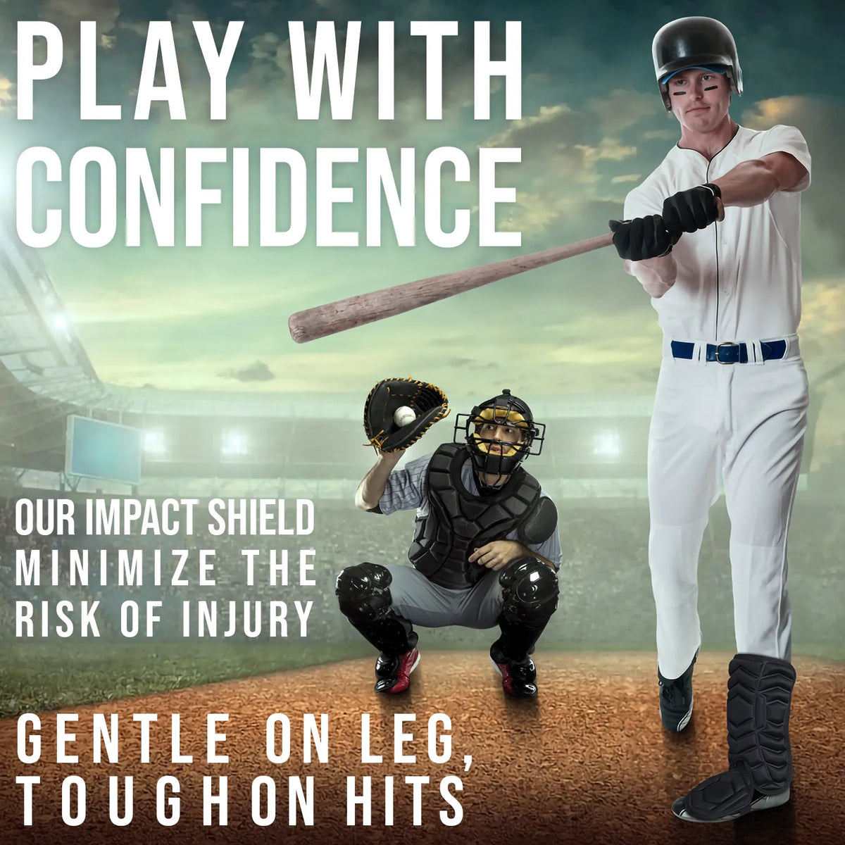 Baseball Batter’s Leg Guard with Adjustable Straps (black)