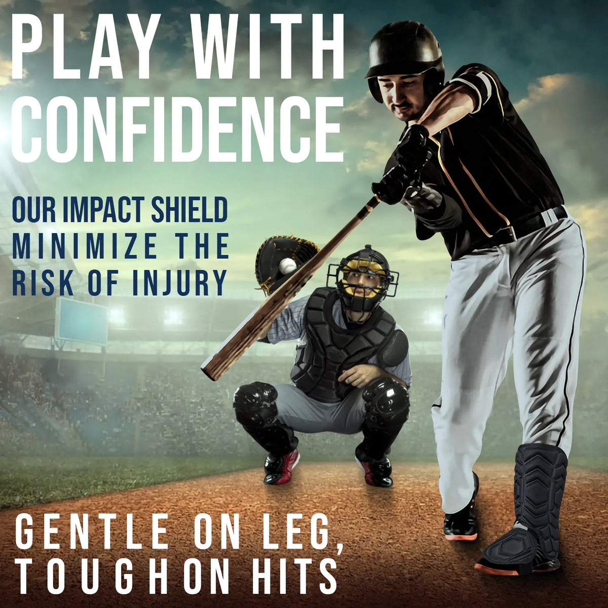 Baseball Batter’s Leg Guard with Adjustable Straps (black)