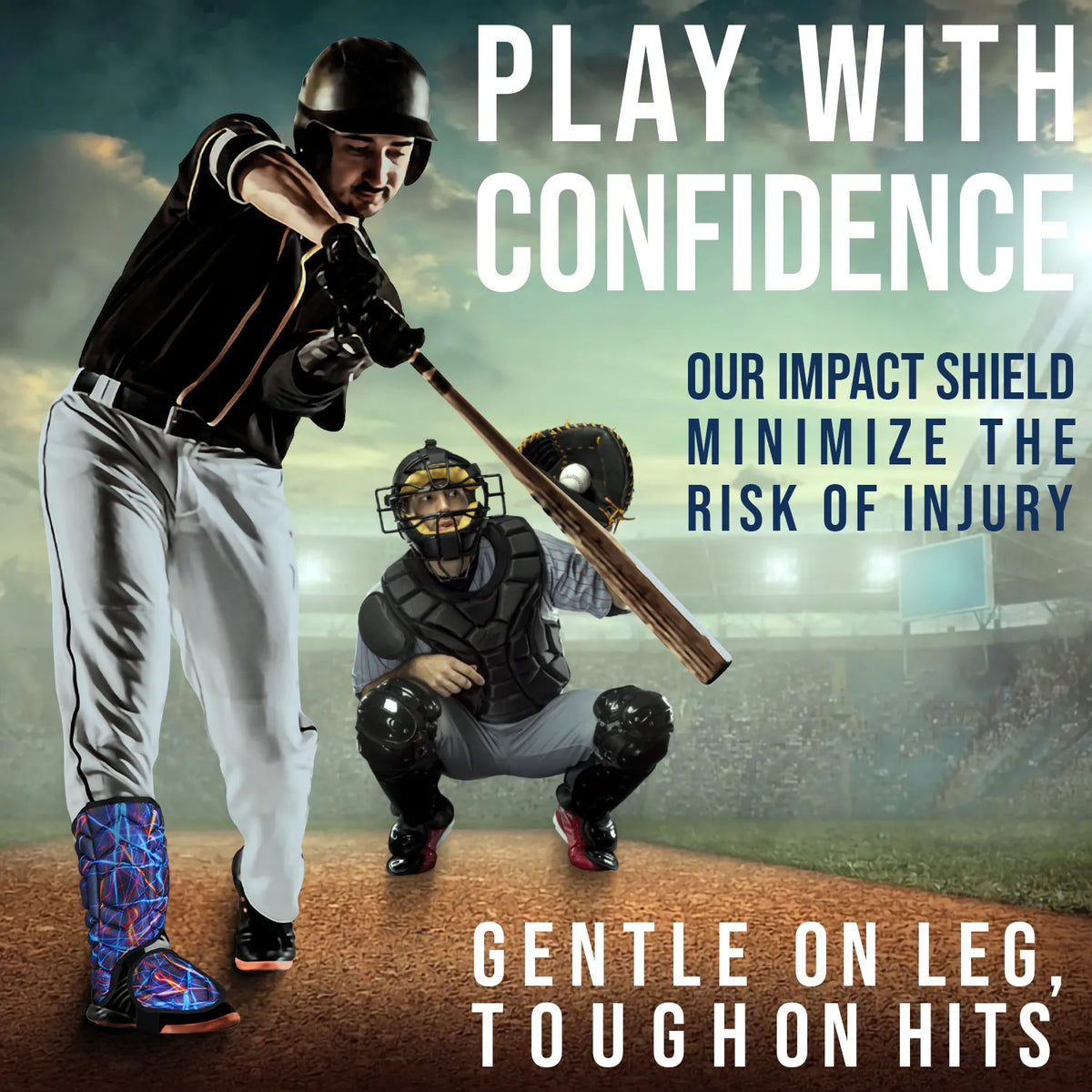 Baseball Batter’s Leg Guard with Adjustable Straps (lazer)