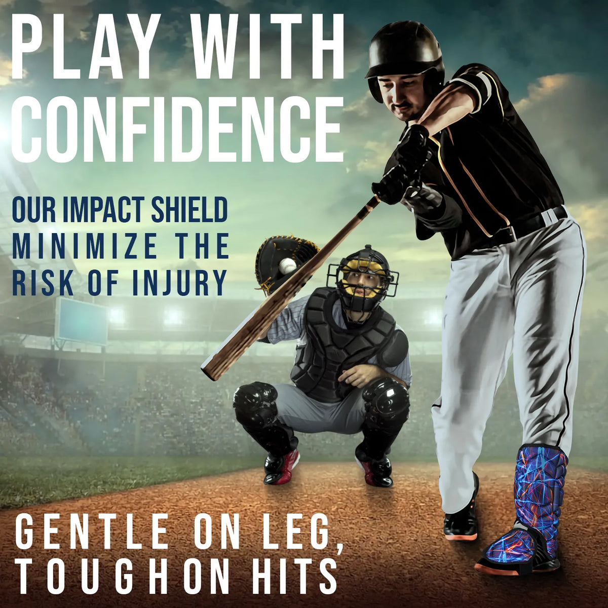 Baseball Batter’s Leg Guard with Adjustable Straps (lazer)