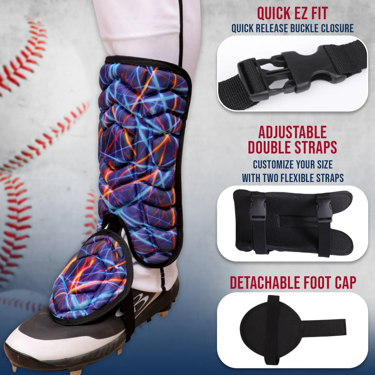 Baseball Batter’s Leg Guard with Adjustable Straps (lazer)