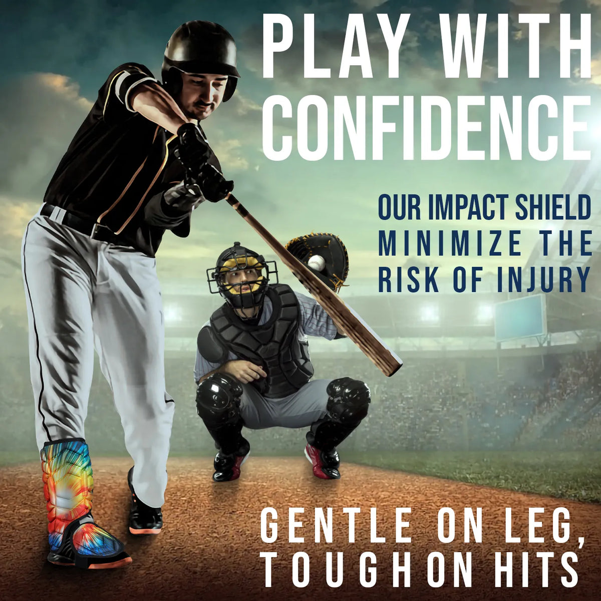Baseball Batter’s Leg Guard with Adjustable Straps (tie Dye)