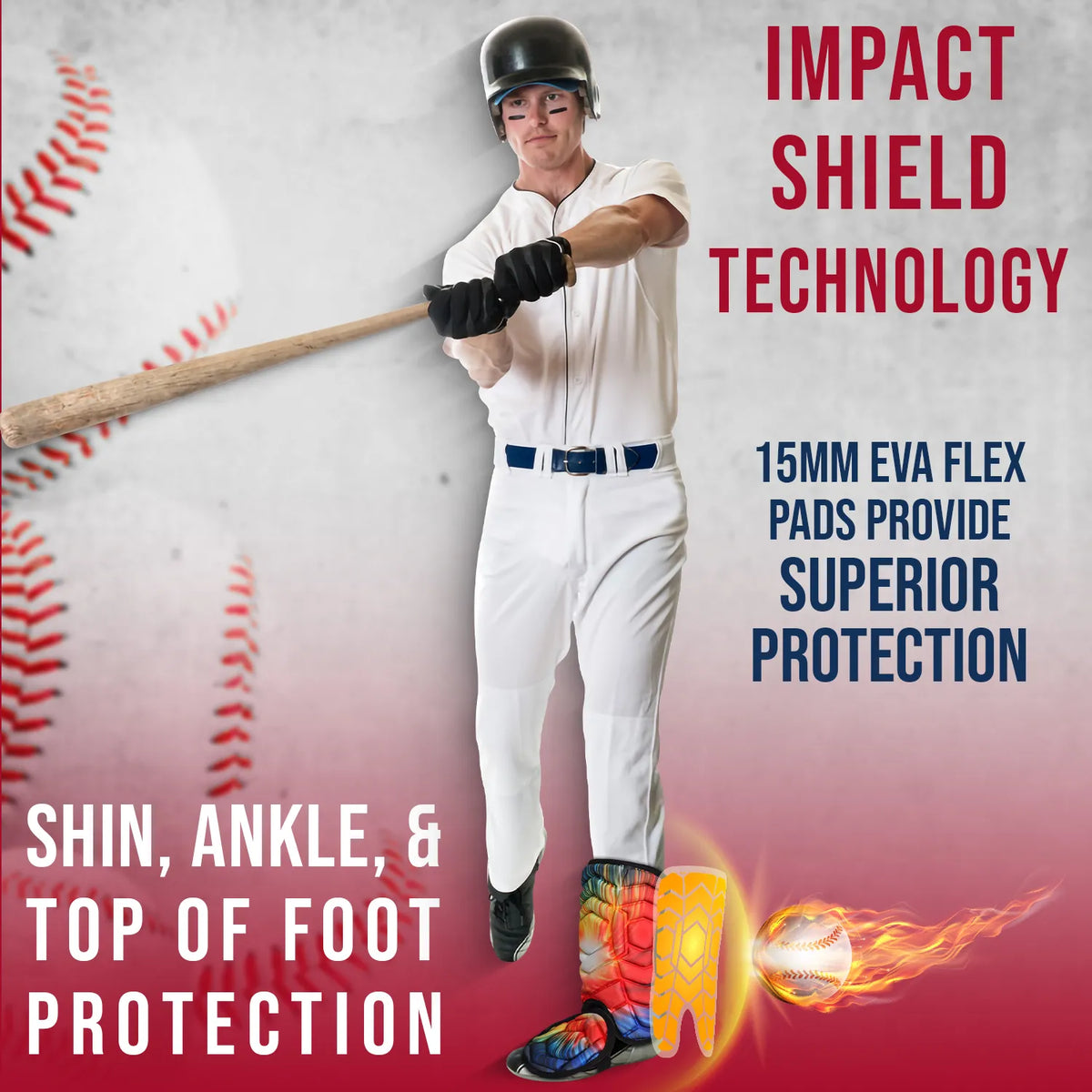 Baseball Batter’s Leg Guard with Adjustable Straps (tie Dye)