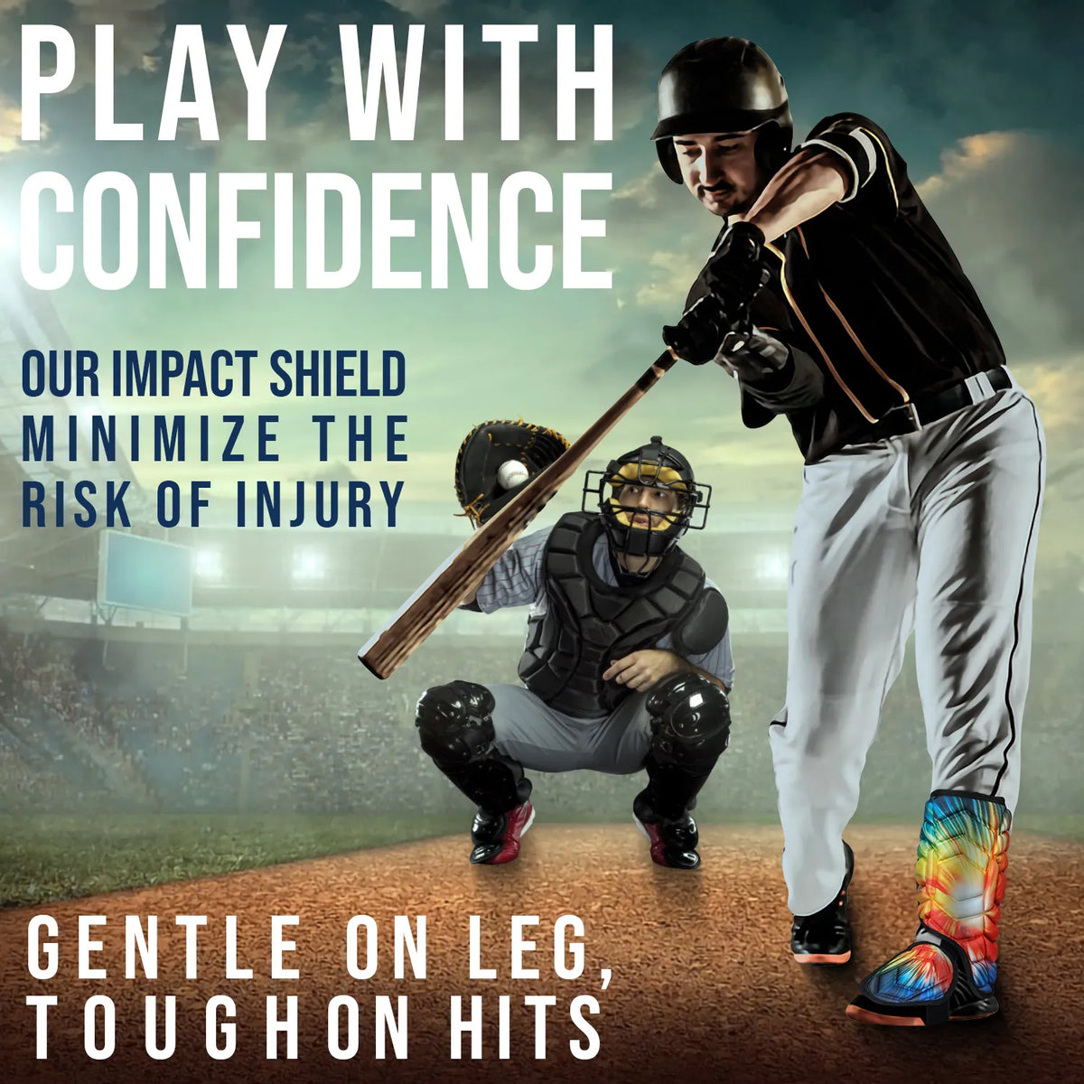 Baseball Batter’s Leg Guard with Adjustable Straps (tie Dye)