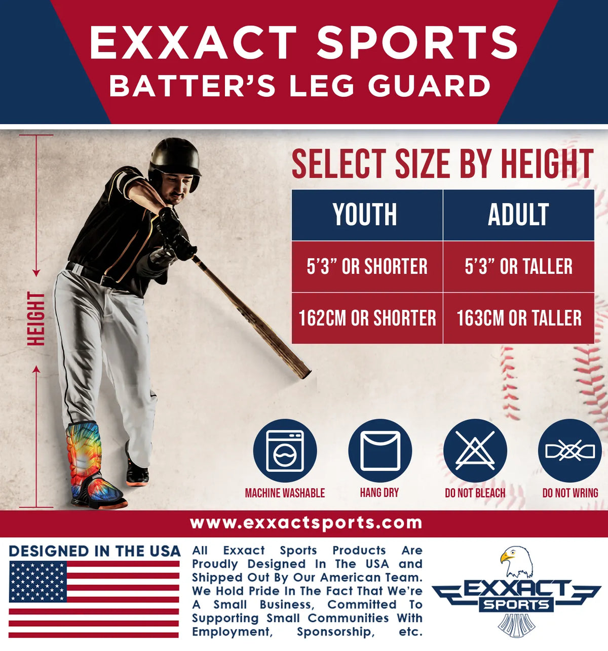 Baseball Batter’s Leg Guard with Adjustable Straps (tie Dye)