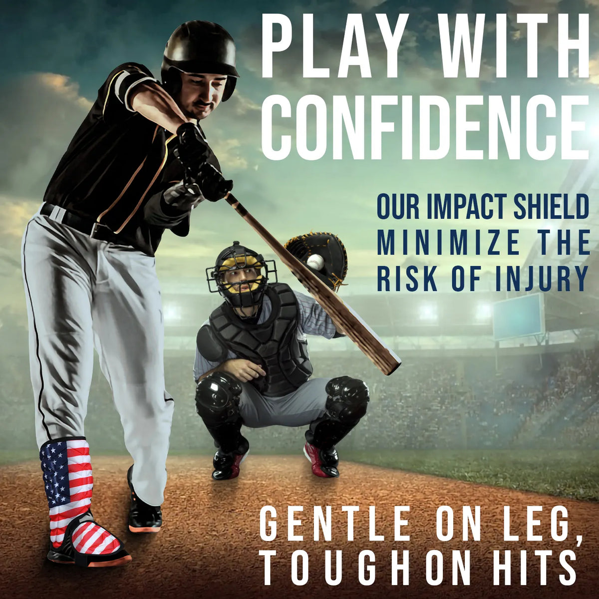 Baseball Batter’s Leg Guard with Adjustable Straps (usa Flag)