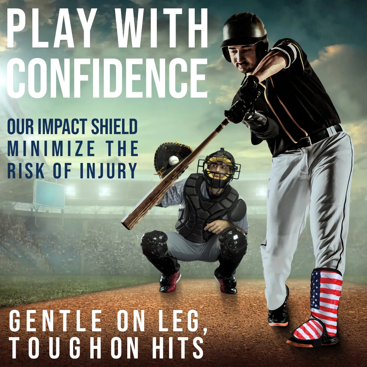 Baseball Batter’s Leg Guard with Adjustable Straps (usa Flag)