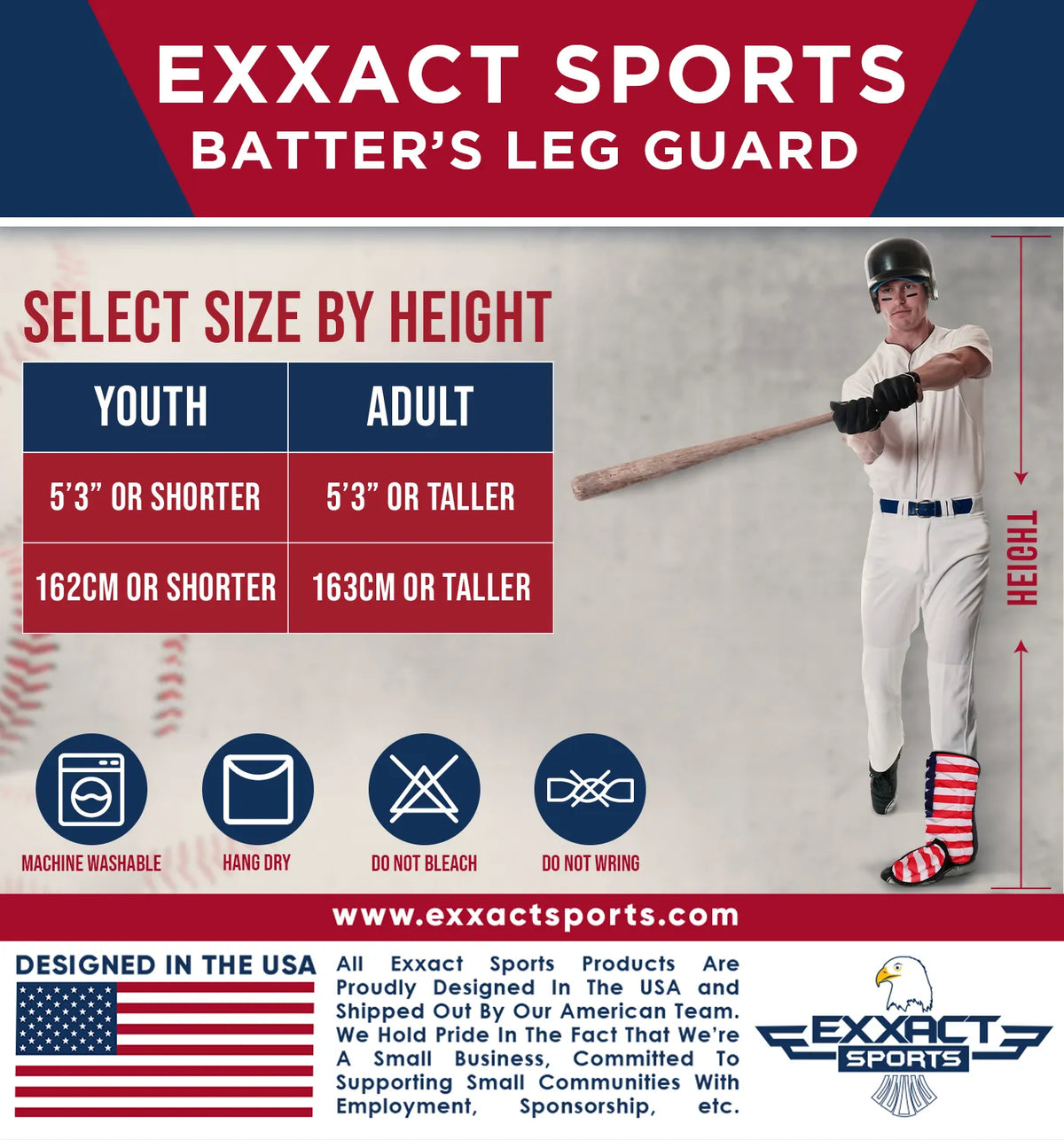 Baseball Batter’s Leg Guard with Adjustable Straps (usa Flag)