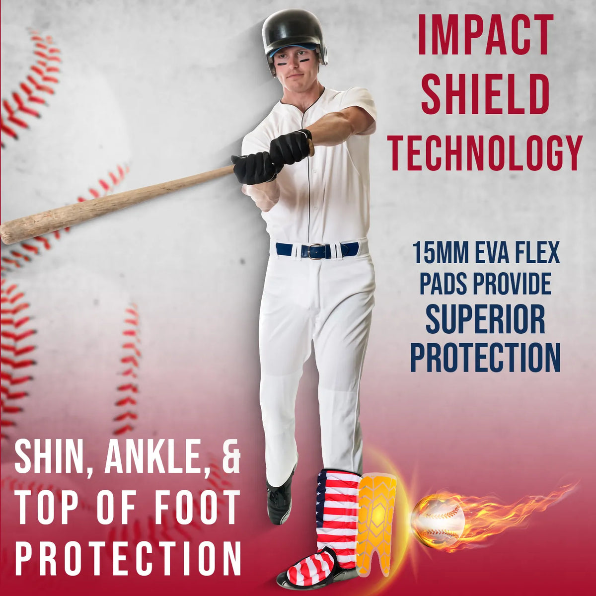 Baseball Batter’s Leg Guard with Adjustable Straps (usa Flag)