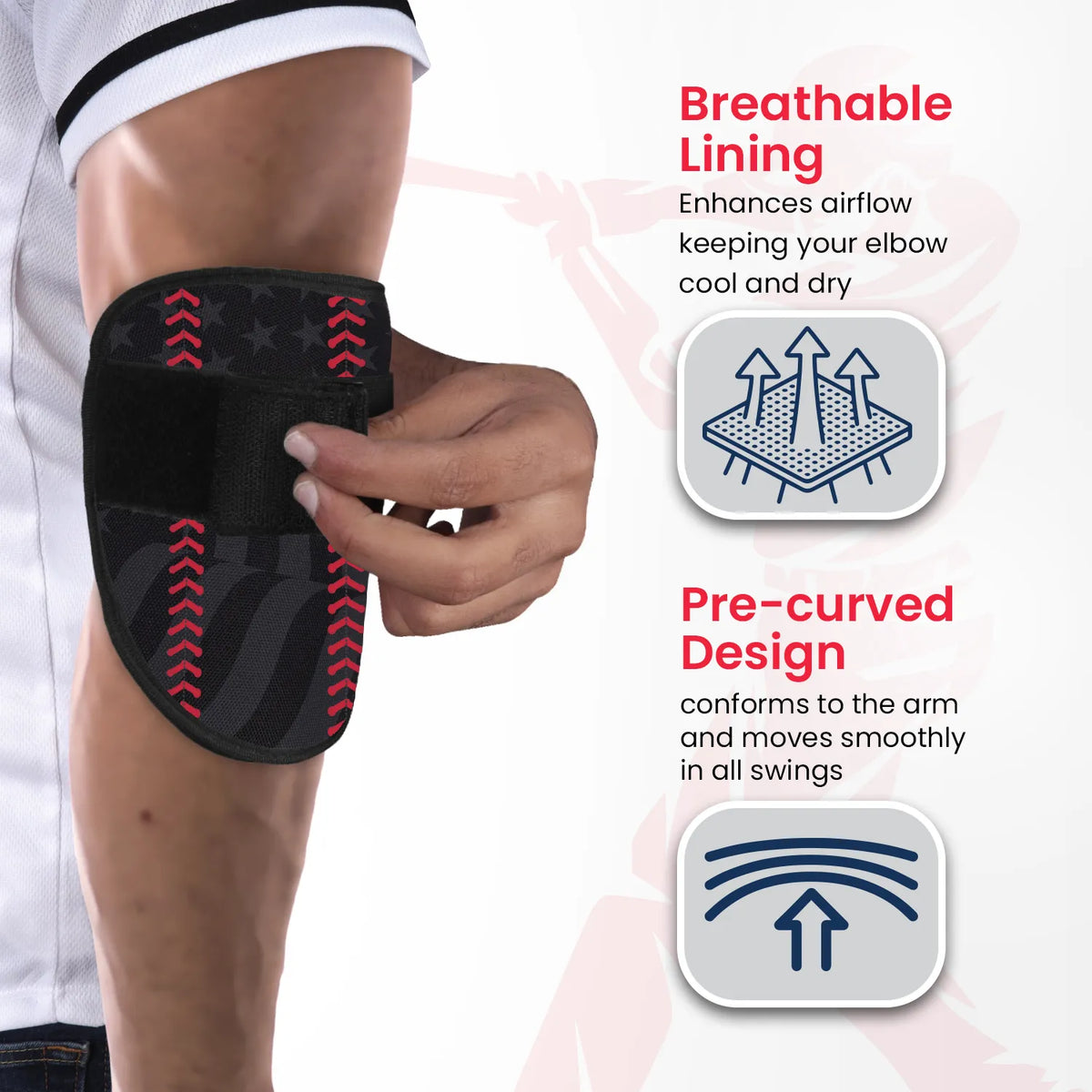 Baseball Elbow Guard with Adjustable Strap (black Flag)