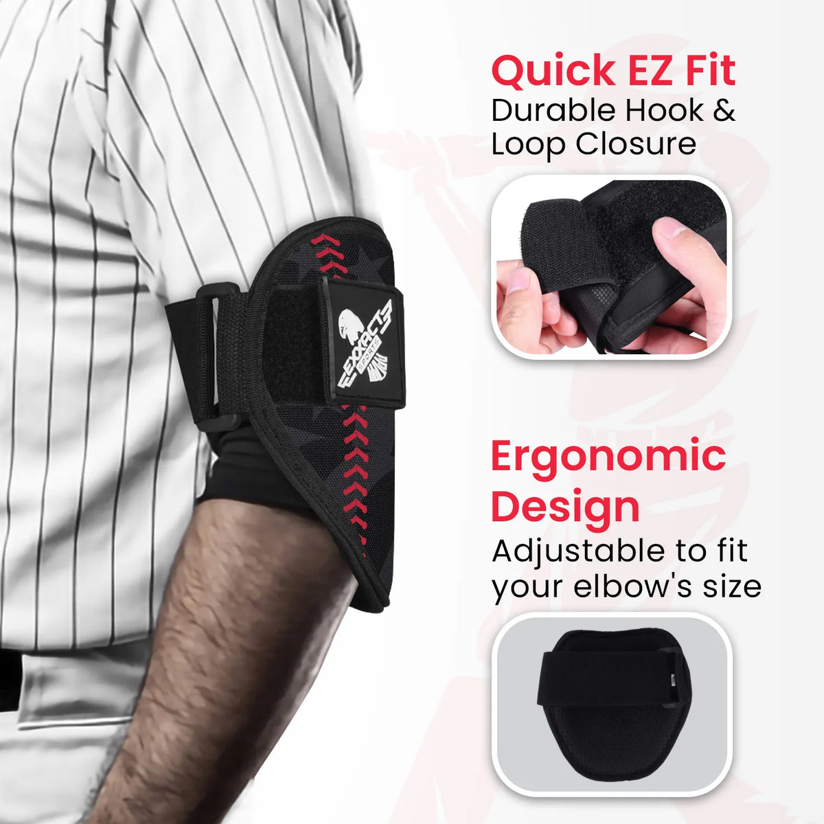 Baseball Elbow Guard with Adjustable Strap (black Flag)