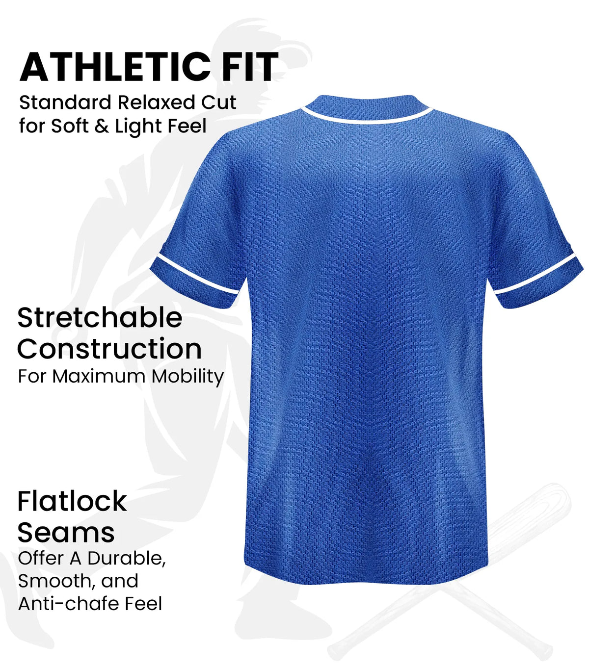 Baseball Jersey 2-button Plain Men (royal Blue)
