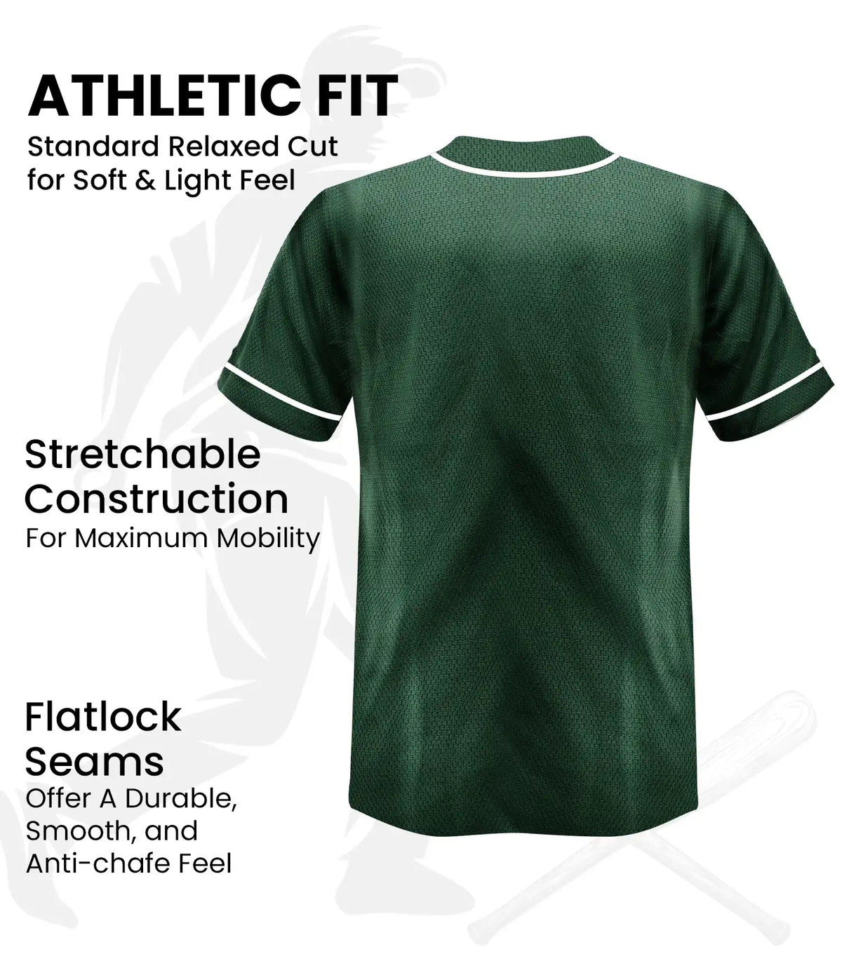 Baseball Jersey for Men and Women 2-button Plain jersey (dark Green)
