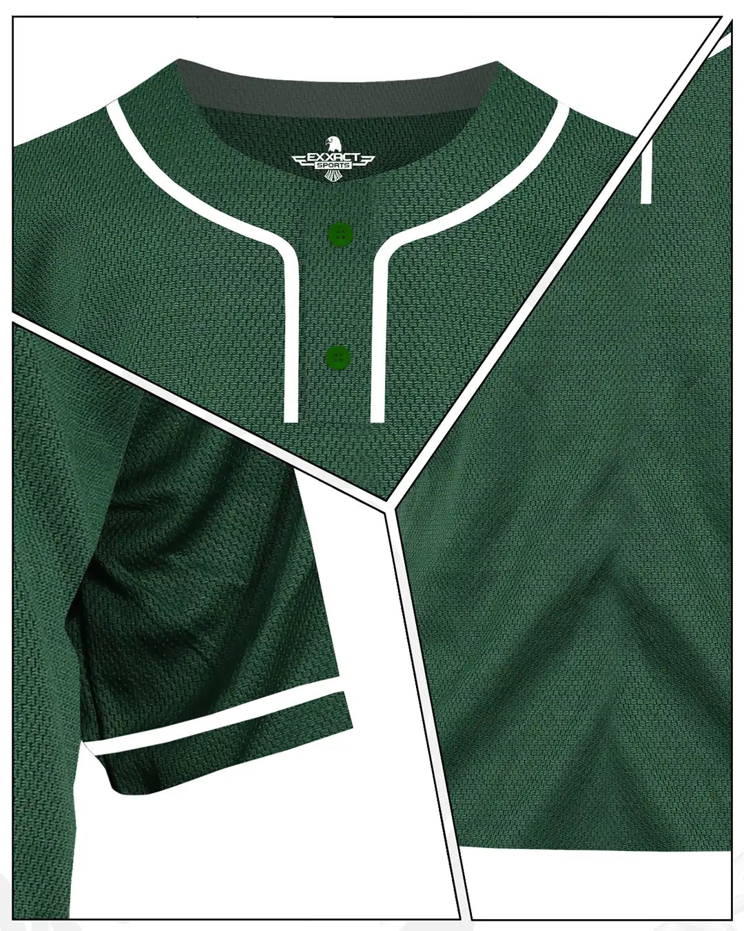 Baseball Jersey for Men and Women 2-button Plain jersey (dark Green)