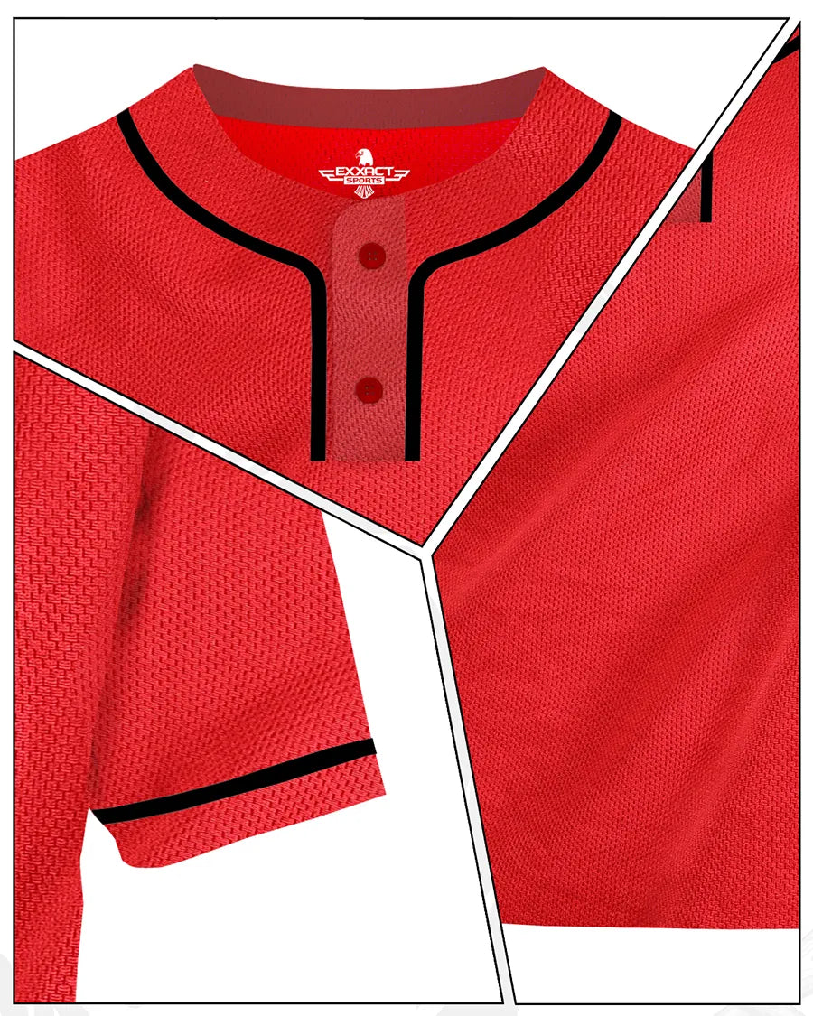 Baseball Jersey for Men and Women 2-button Plain jersey (red)
