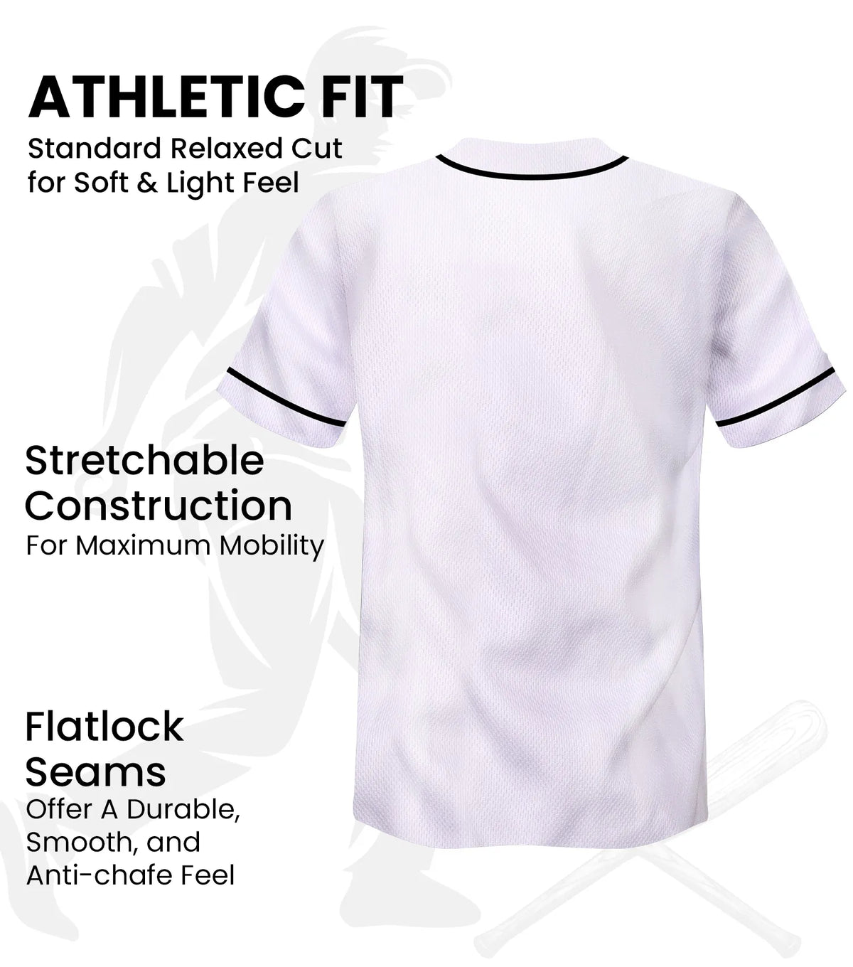Baseball Jersey for Men and Women 2-button Plain jersey (white)