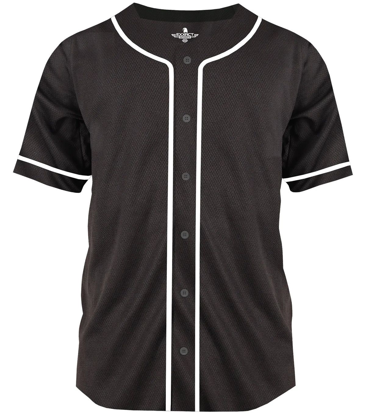 Baseball Jersey for Men and Women Button Down Plain (black)