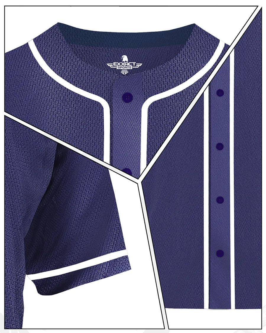 Baseball Jersey for Men and Women Button Down Plain (navy)