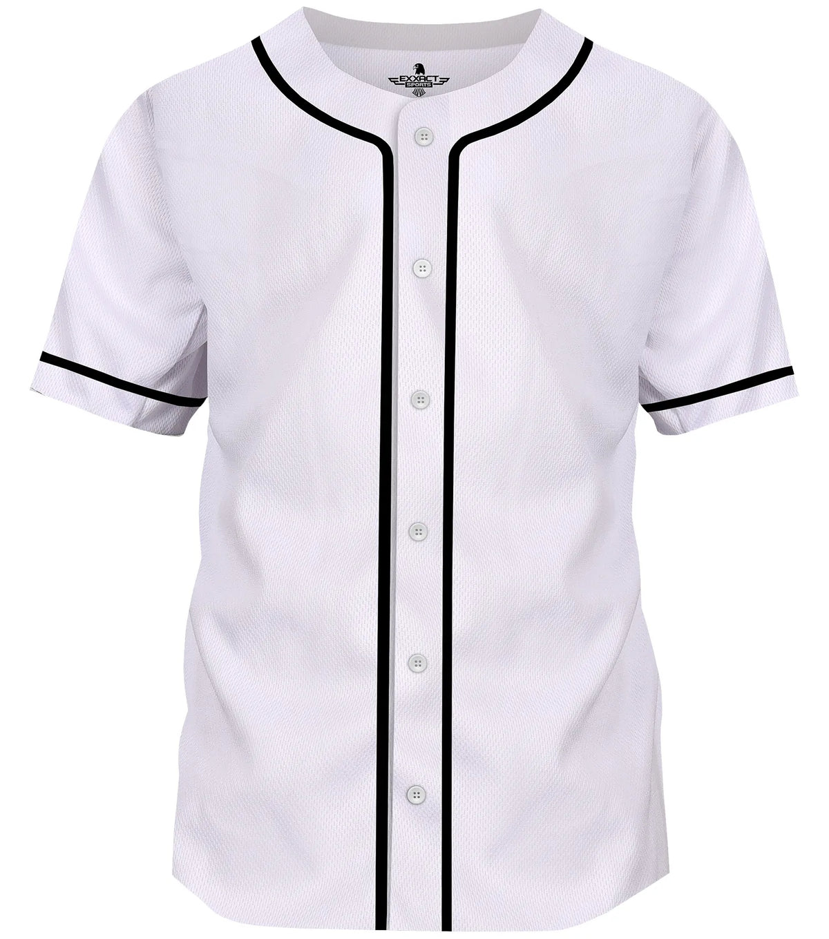Baseball Jersey for Men and Women Button Down Plain (white)