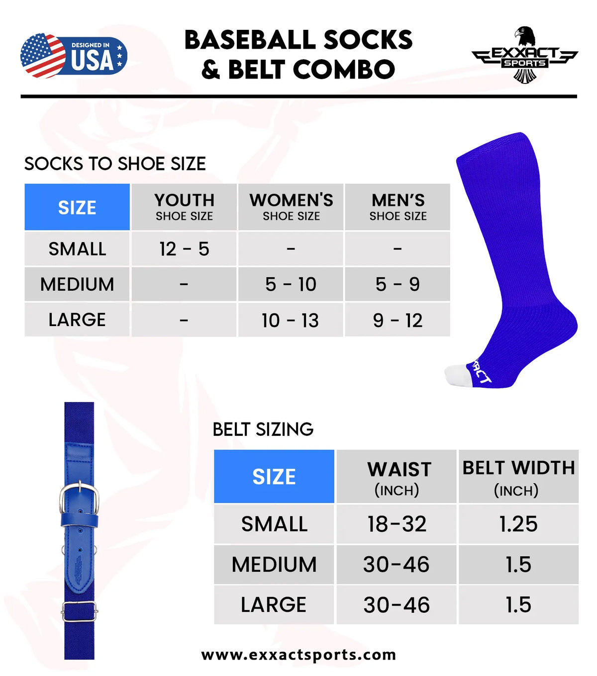 Baseball Socks and Belt Combo Set for Boys & Girls Adult Youth Sizes (kelly Green)