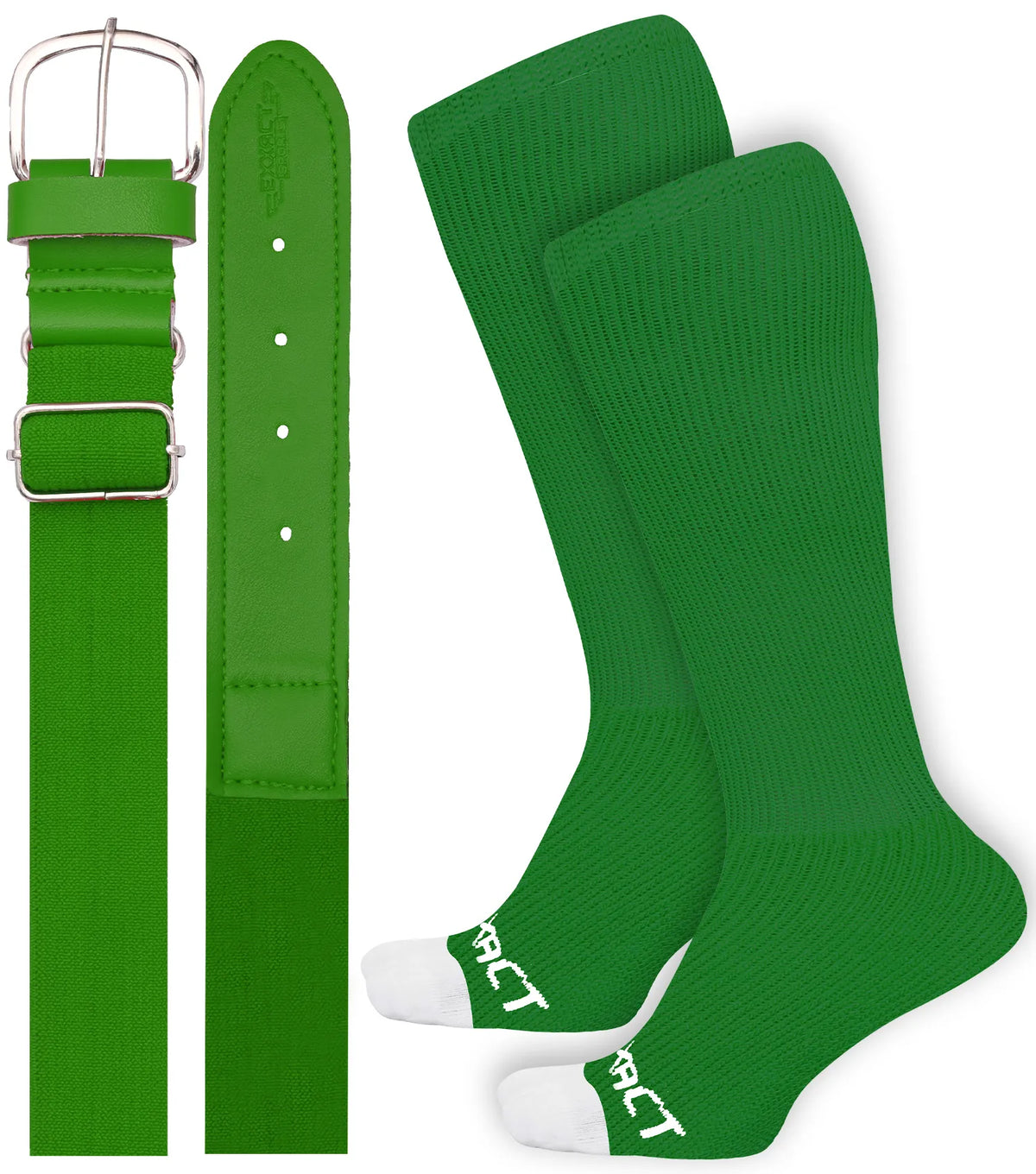 Baseball Socks and Belt Combo Set for Boys & Girls Adult Youth Sizes (kelly Green)