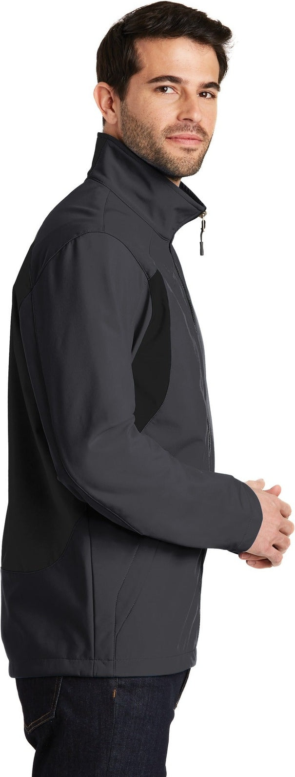 Bat Grey/Black Port Authority Back-Block Soft Shell Jacket. J336