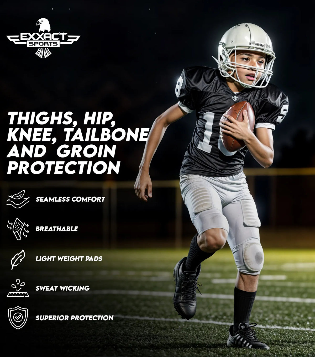 Battle 7- Pad Boys Football Girdle with Cup Pocket Black (youth)