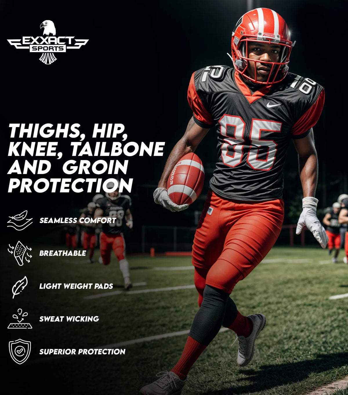 Battle 7-pad Men’s Football Girdle with Cup Pocket Black (adult)