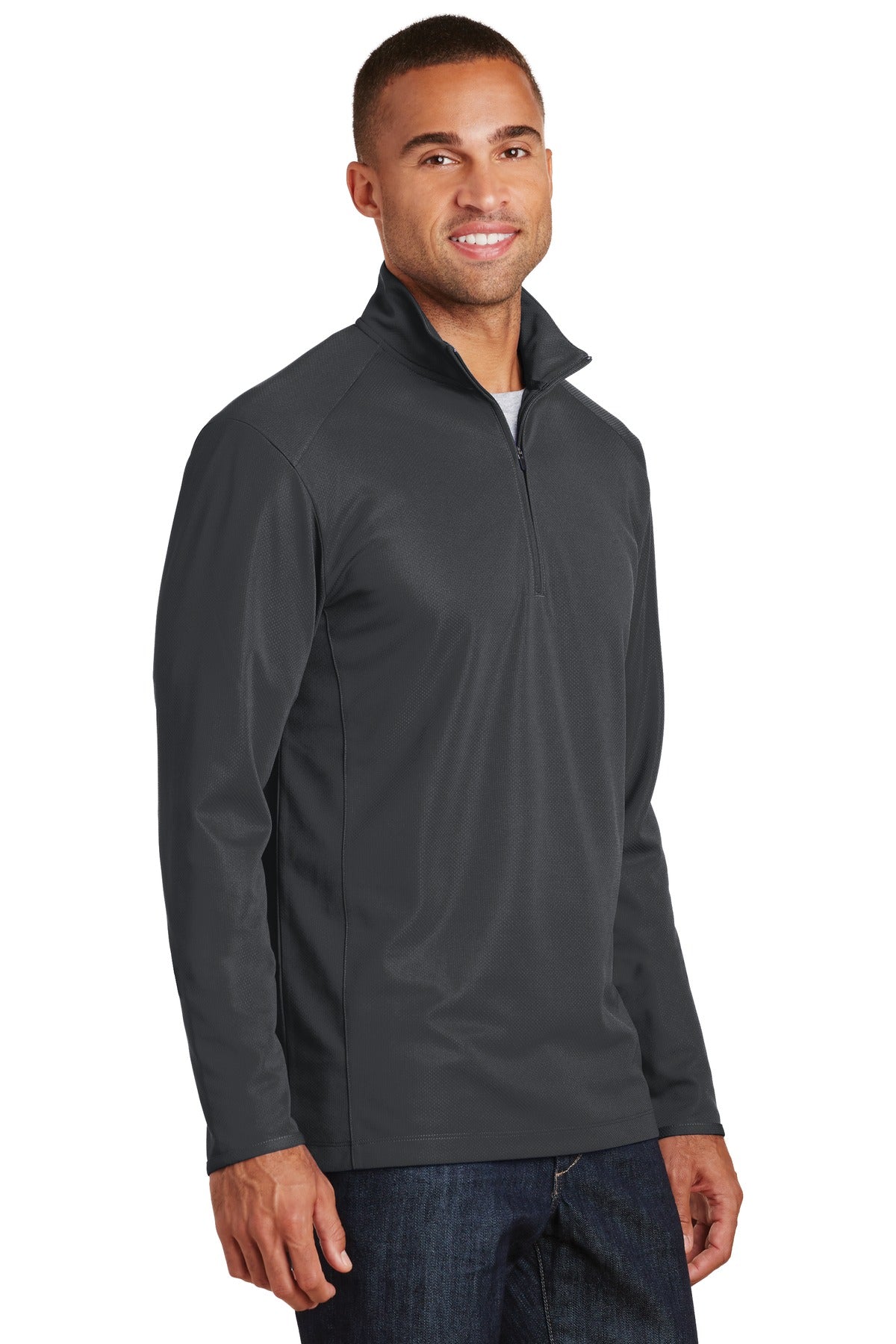 Battleship Gry Port Authority Pinpoint Mesh 1/2-Zip. K806