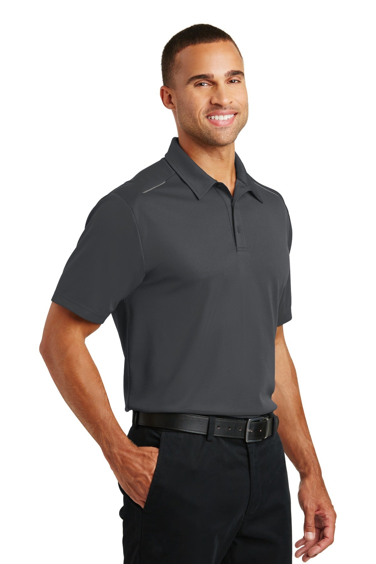 Battleship Gry Port Authority Pinpoint Mesh Polo. K580