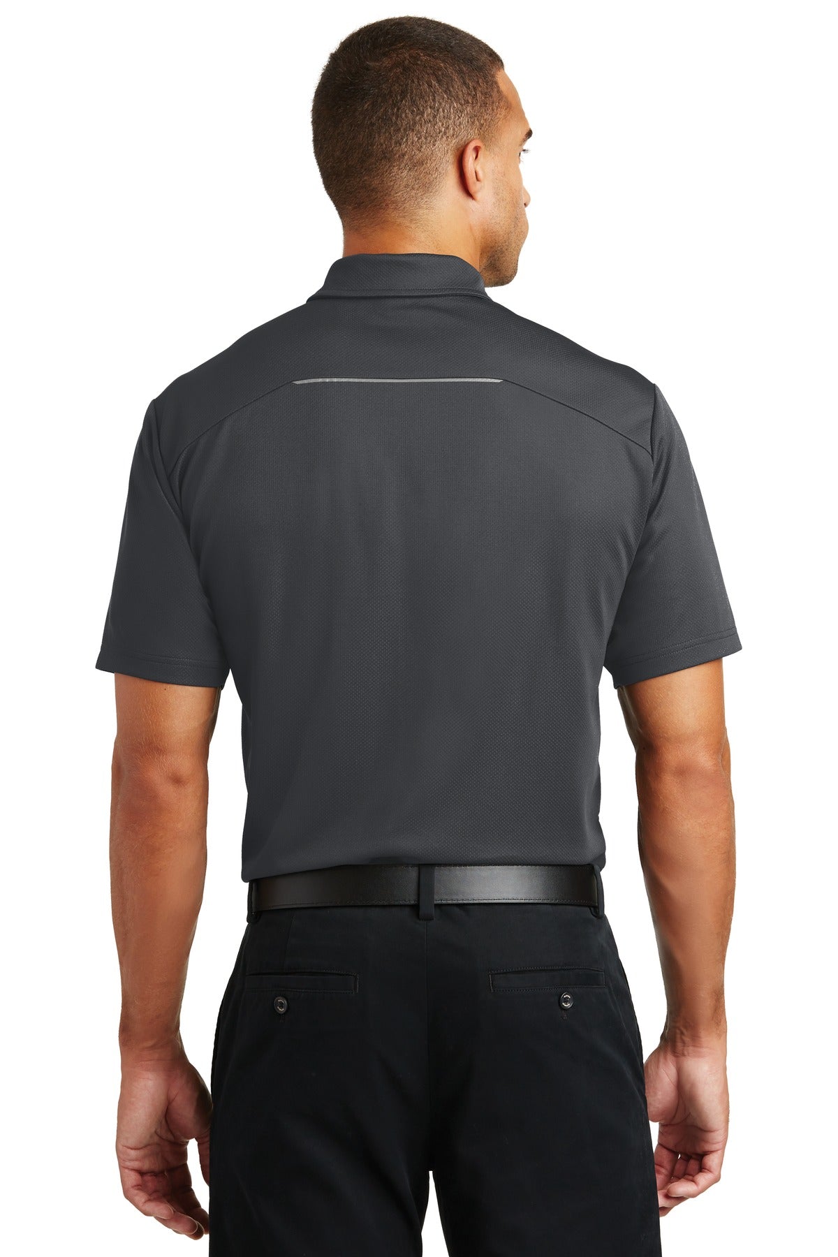 Battleship Gry Port Authority Pinpoint Mesh Polo. K580