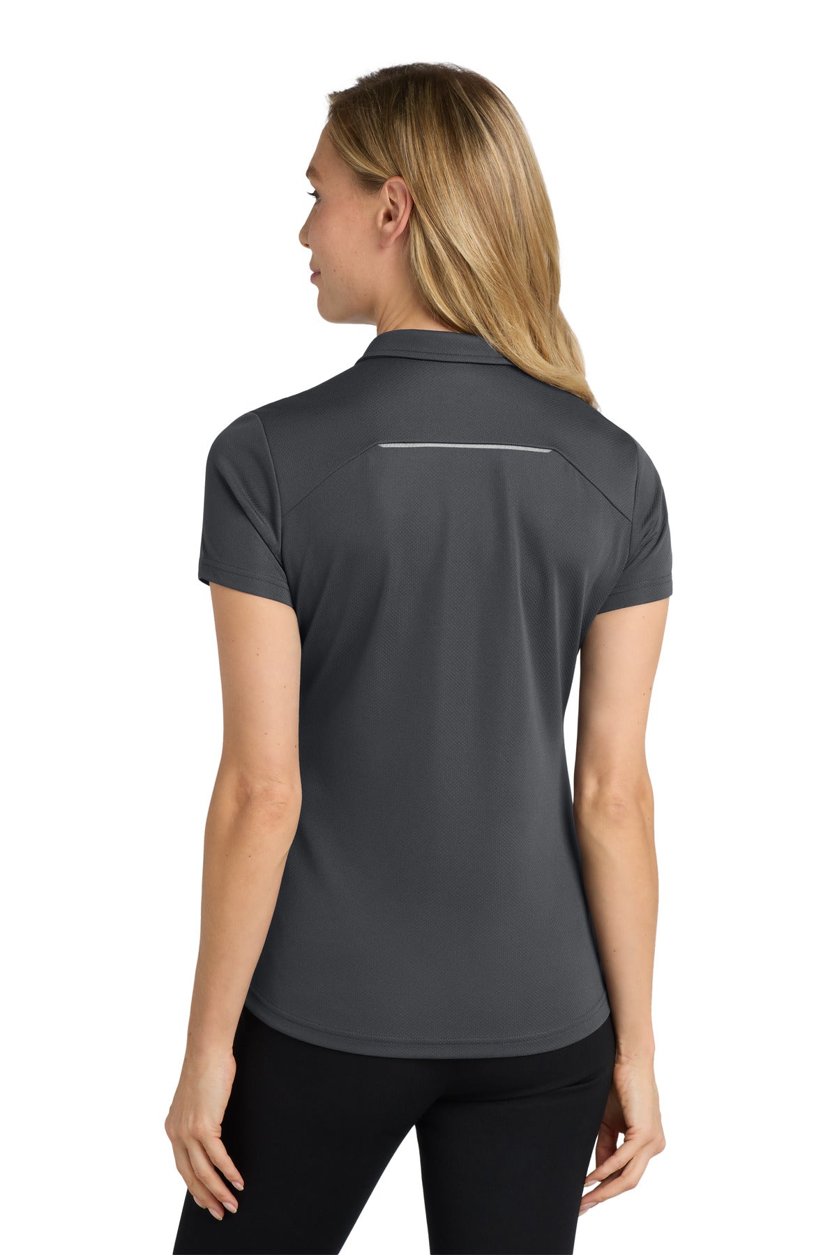 Battleship Gry Port Authority Women's Pinpoint Mesh Zip Polo. L580