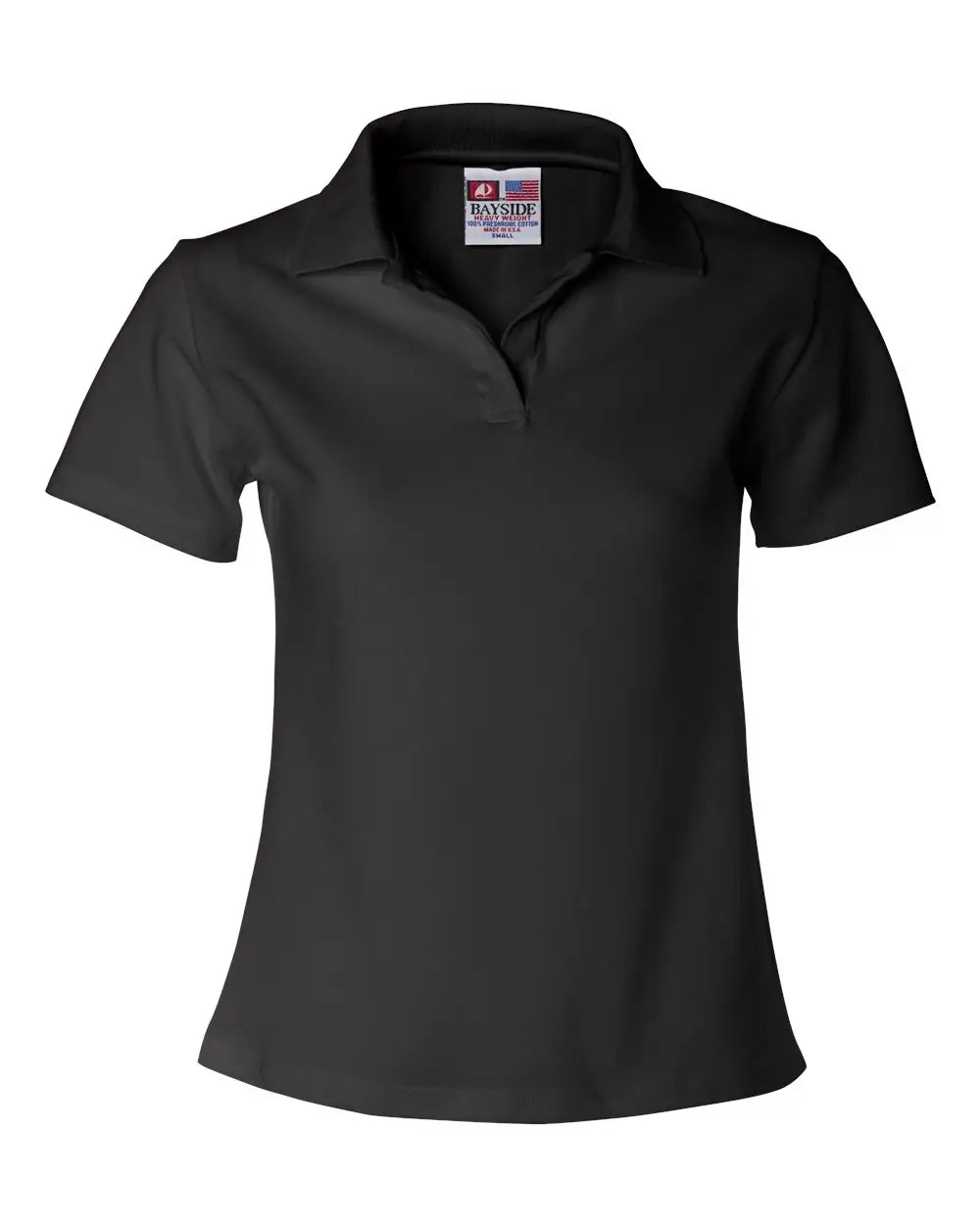 Bayside 1050b Women’s Usa-made V-neck Polo - 1050 - Black - Ladies Xs