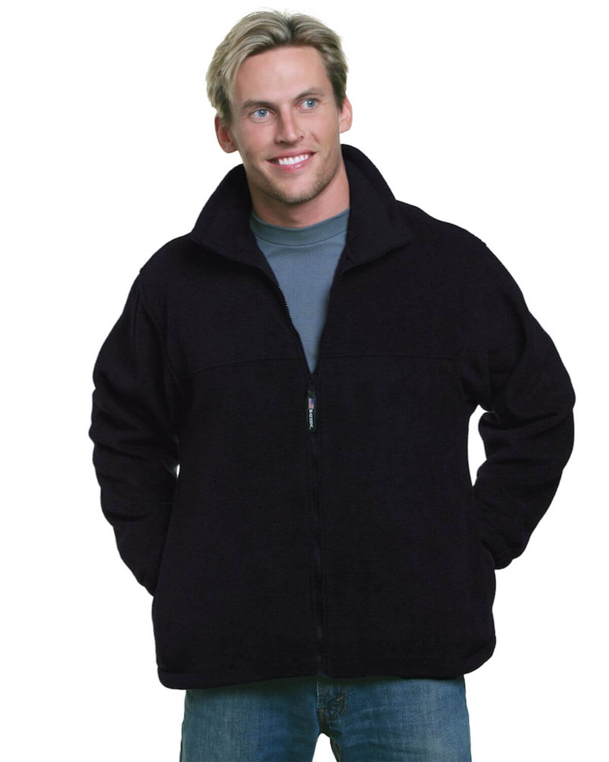 Bayside 1130 USA-Made Full-Zip Fleece Jacket - Black