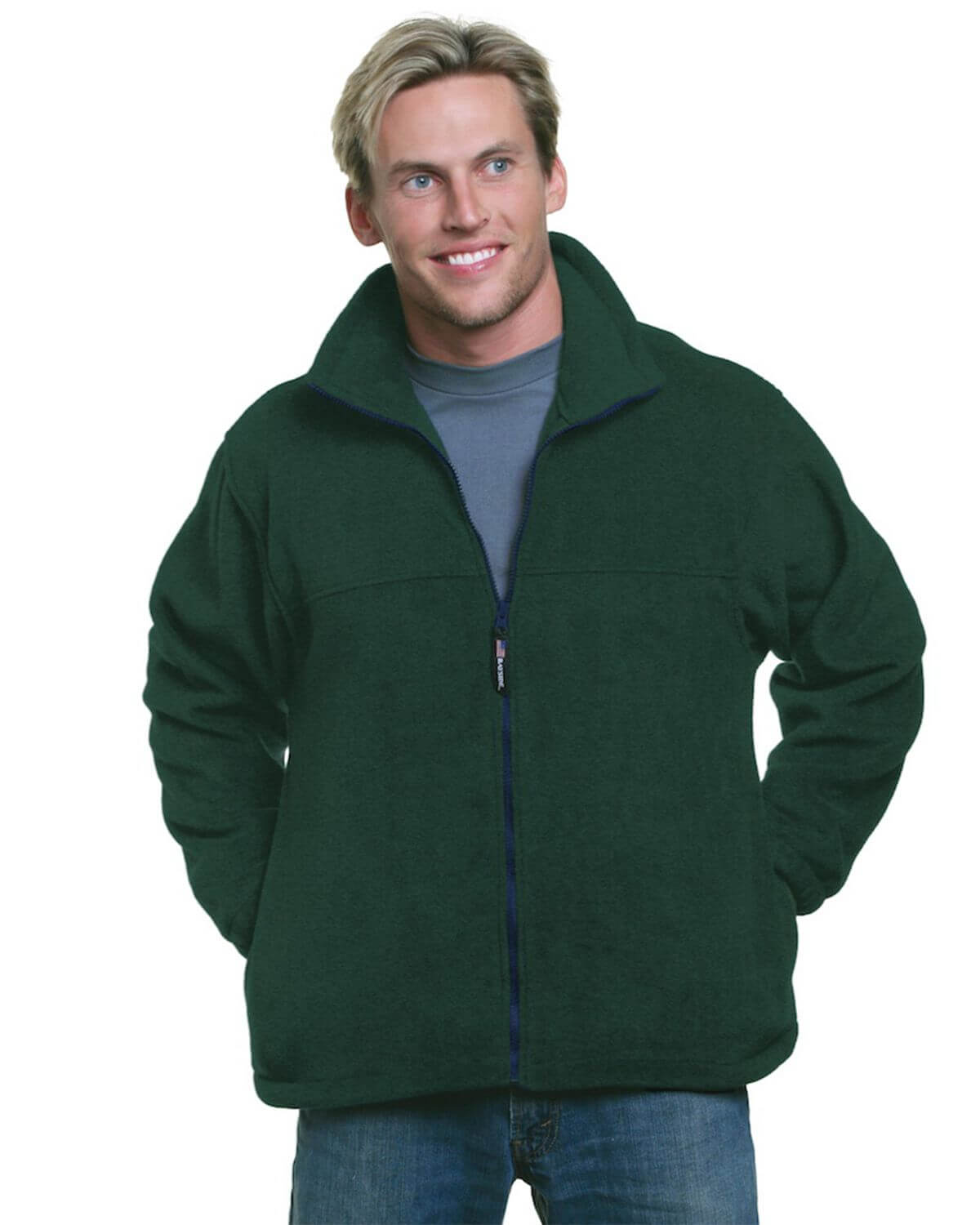 Bayside 1130 USA-Made Full-Zip Fleece Jacket - Forest Green