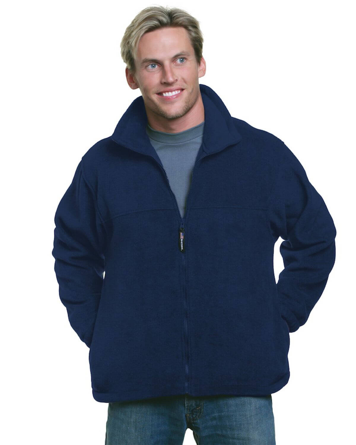 Bayside 1130 USA-Made Full-Zip Fleece Jacket - Navy