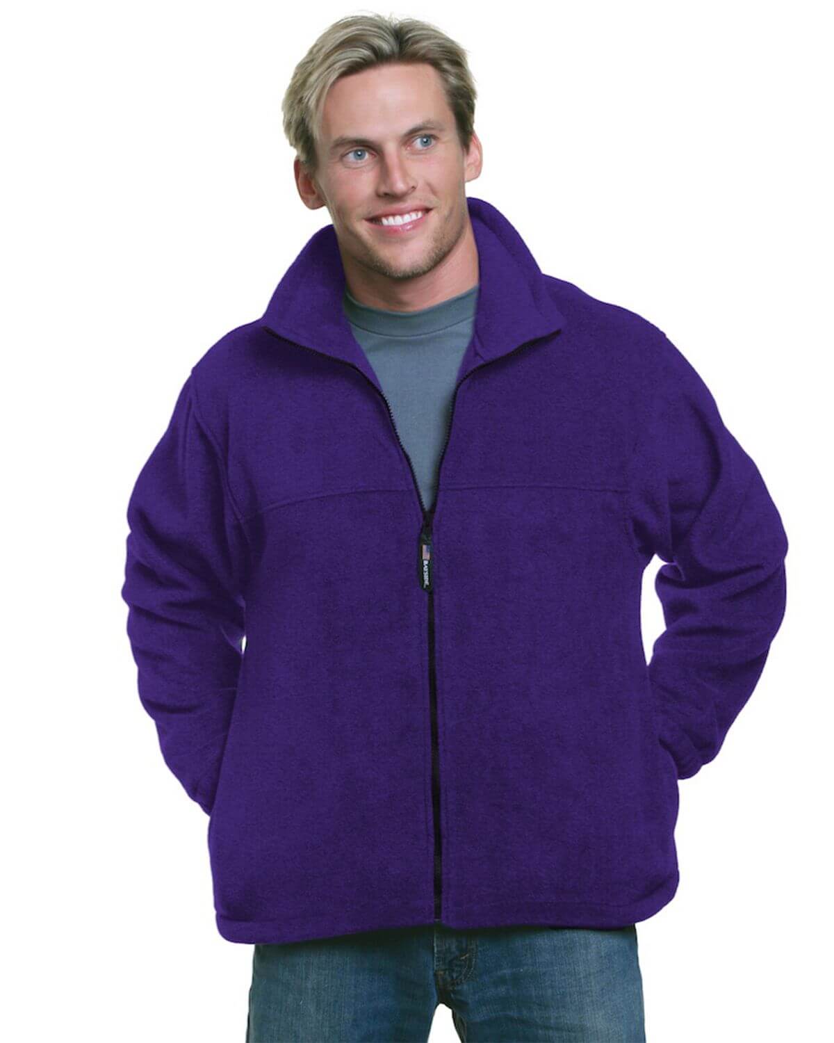 Bayside 1130 USA-Made Full-Zip Fleece Jacket - Purple