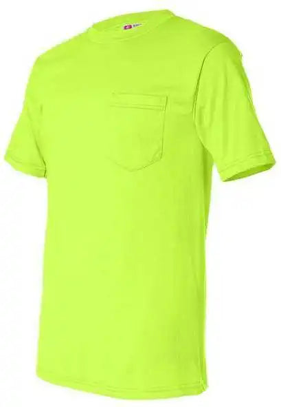 Bayside 1725 Usa-made 50 Short Sleeve T-shirt with a Pocket - Safety Green