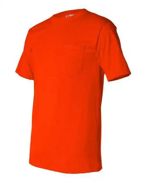 Bayside 1725 Usa Made 50 Short Sleeve t Shirt with a Pocket Safety Orange
