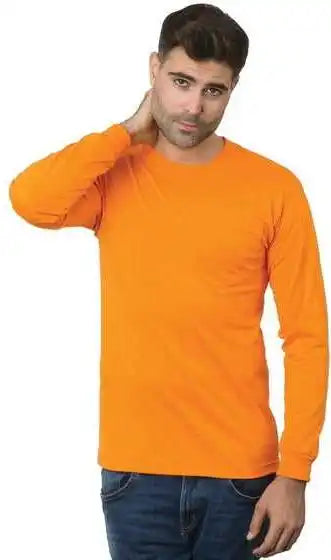 Bayside 1730 Usa-made 50 Long Sleeve T-shirt with a Pocket - Safety Orange