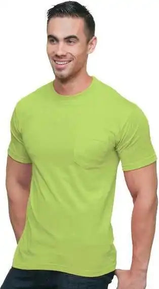 Bayside 3015 Union Made Short Sleeve t Shirt with a Pocket Lime Green