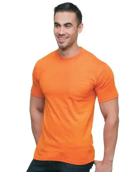 Bayside 3015 Union-made Short Sleeve T-shirt with a Pocket - Orange
